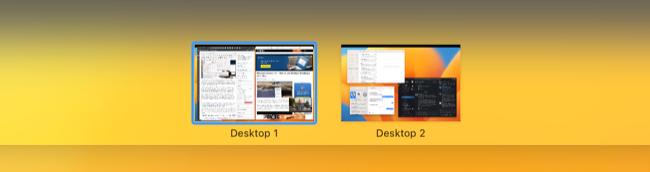 Usando vários desktops para organizar aplicativos no macOS 13