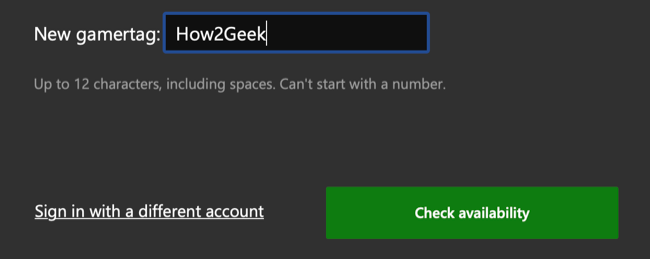 Insira o novo gamertag do Xbox