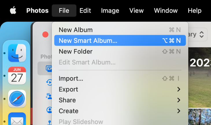 Crie um novo álbum inteligente em Fotos para macOS