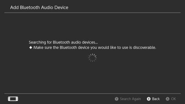 Nintendo Switch em busca de áudio Bluetooth