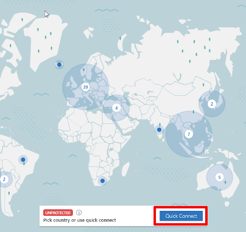 Recurso de conexão rápida do NordVPN