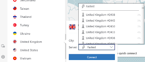 Encontrar um servidor específico no NordVPN