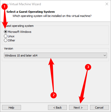 Selecione o tipo de sistema operacional “Microsoft Windows”, defina a versão de “Windows 10 ou posterior x64” e clique em “Avançar”.