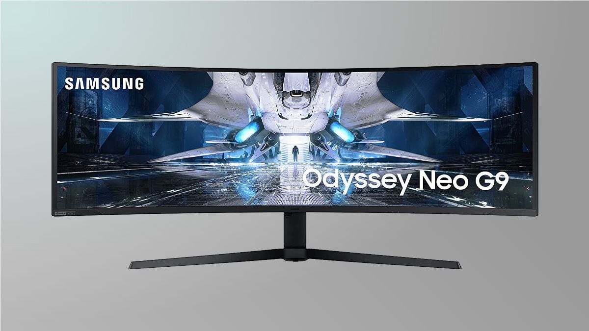 Samsung Odyssey Neo em fundo cinza