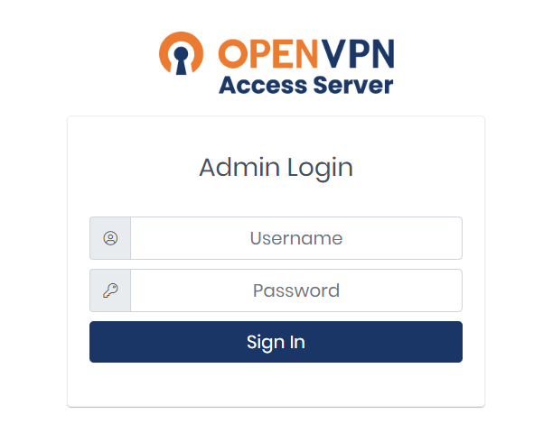 Login de administrador do OpenVPN