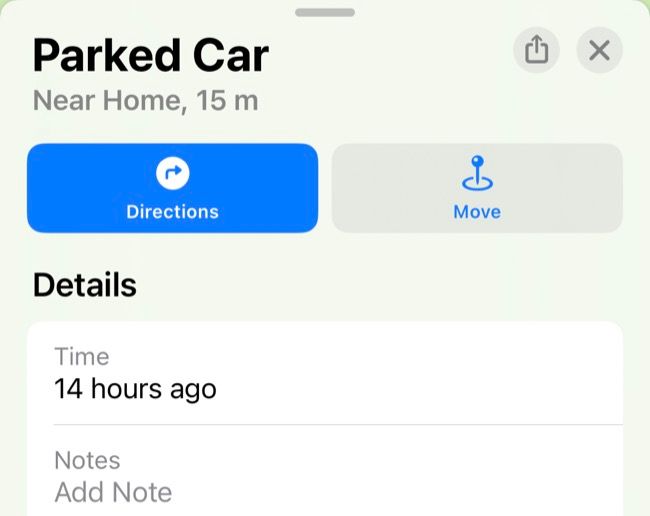 Sobreposição de carro estacionado no Apple Maps