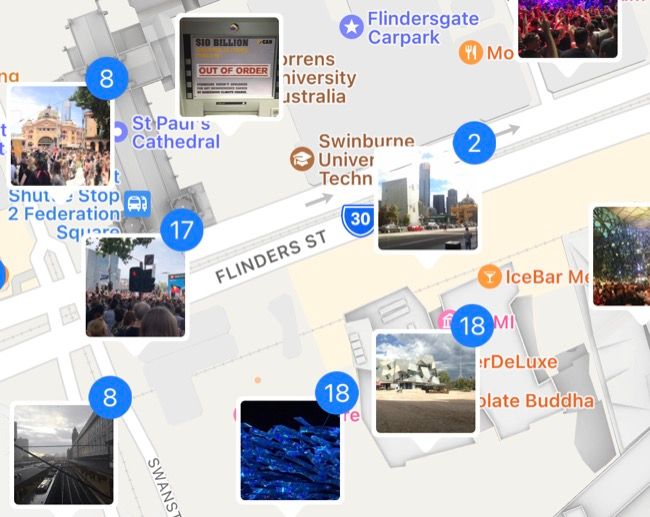 Visualize mídia em um mapa no Fotos para iPhone