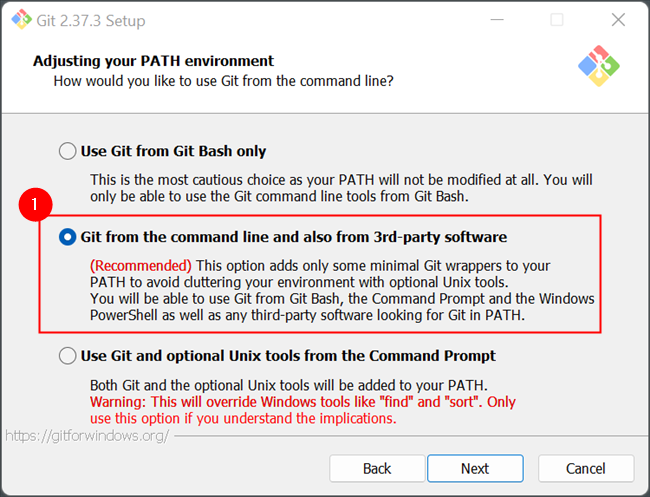 Certifique-se de selecionar a opção que adiciona Git ao PATH do seu sistema.