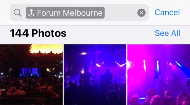 Encontrar imagens tiradas em um local pesquisando-as no aplicativo Fotos do iPhone