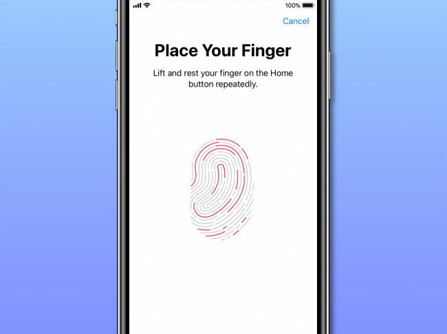Coloque repetidamente o mesmo dedo no sensor Touch ID.