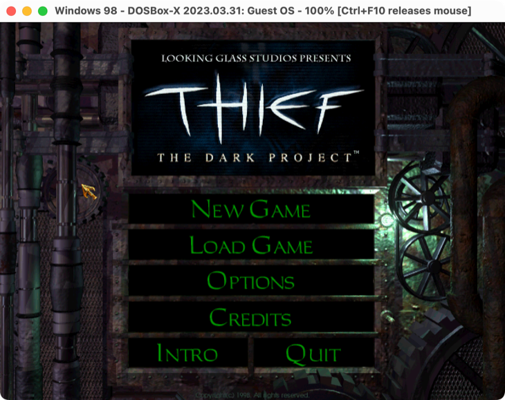 Demonstração de Thief: The Dark Age no Windows 98 via DOSBox-X