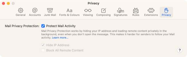 Proteção de privacidade no Mail para macOS