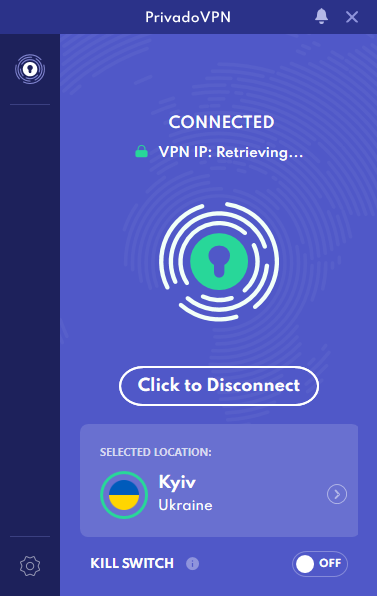 PrivadoVPN conectado