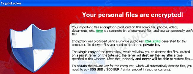 Uma captura de tela de uma mensagem de aviso de ransomware.