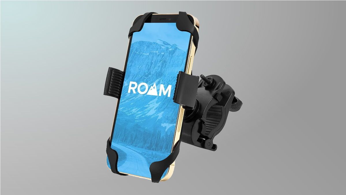 Roam Bike Phone Mount em fundo cinza