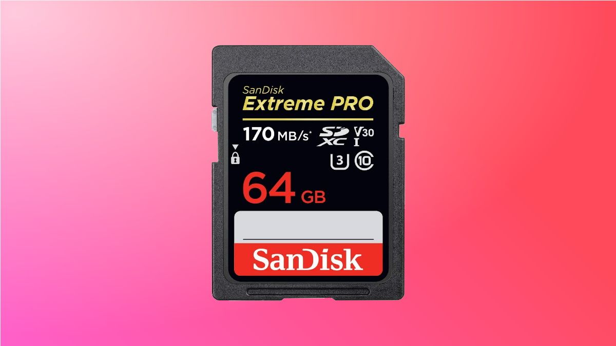 SanDisk Extreme Pro em fundo rosa