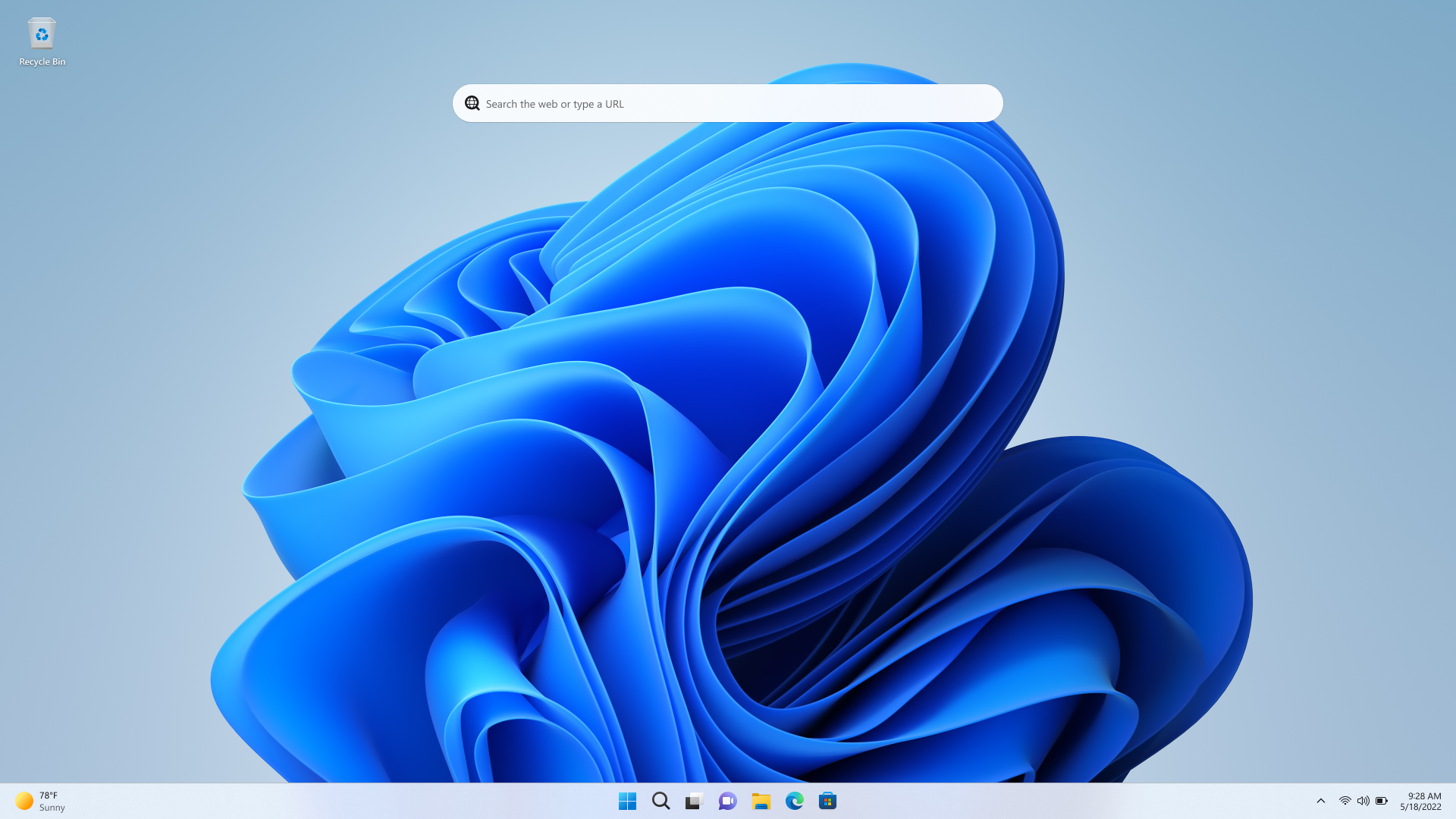 Captura de tela do Windows 11 com barra de pesquisa visível na área de trabalho