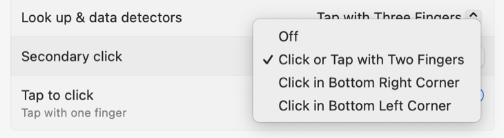 Alterar as configurações de clique secundário no macOS
