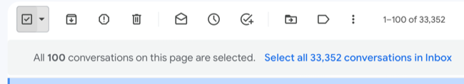 Selecione as conversas restantes na sua caixa de entrada do Gmail