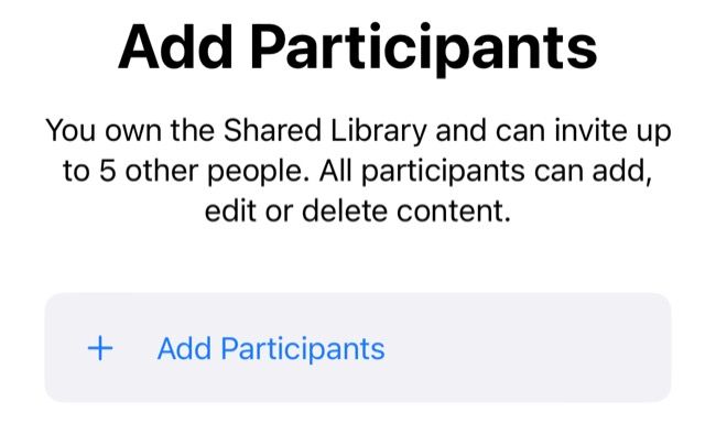 Adicione participantes à Biblioteca Compartilhada no iPhone
