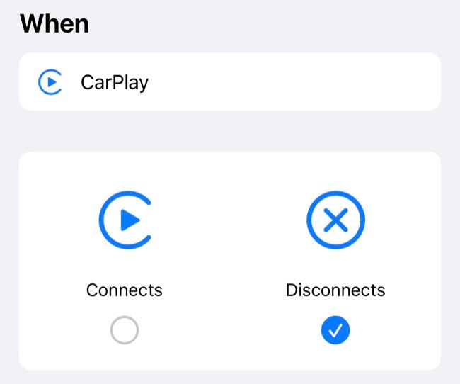 Use o CarPlay como gatilho para automação em atalhos