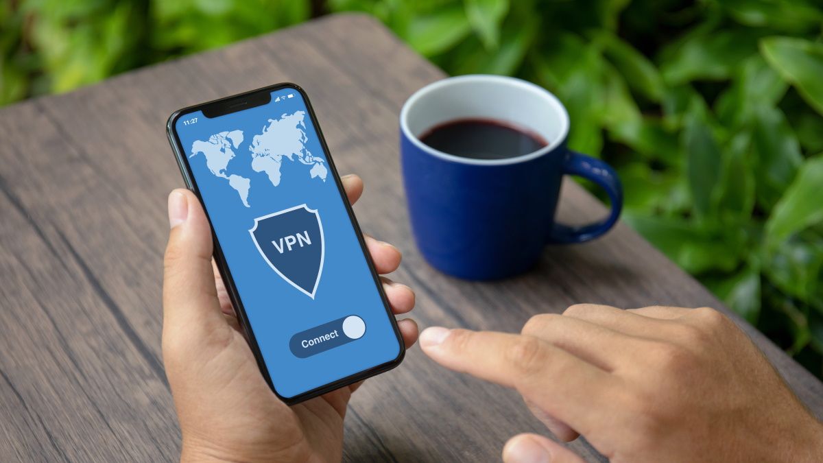 Um aplicativo VPN em um smartphone.