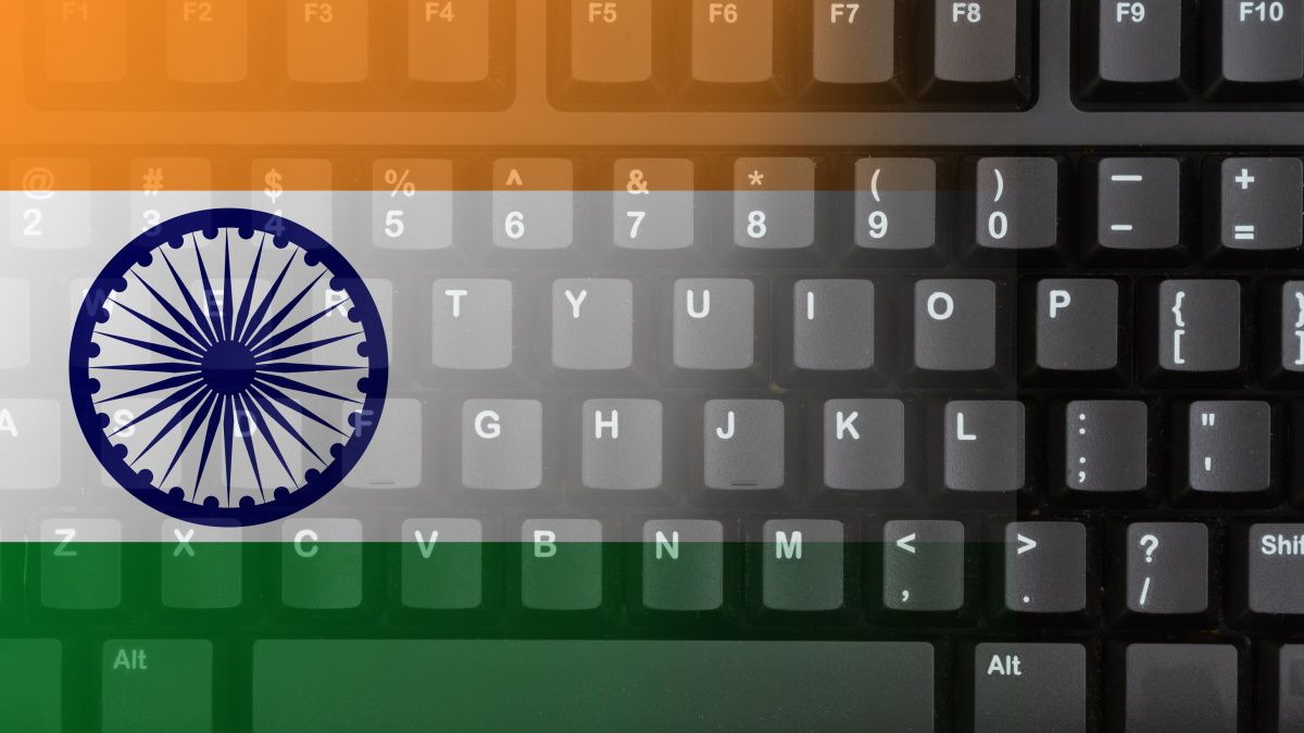 A bandeira indiana em um teclado.