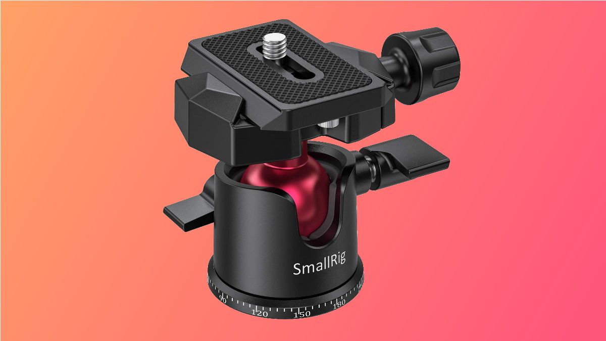 Cabeça de tripé SmallRig em fundo laranja