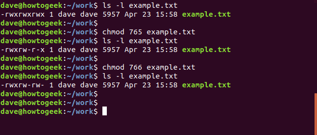 Comando chmod em uma janela de terminal