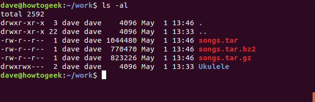 Comando ls em uma janela de terminal