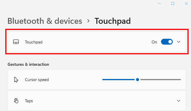 As configurações do touchpad no Windows 11