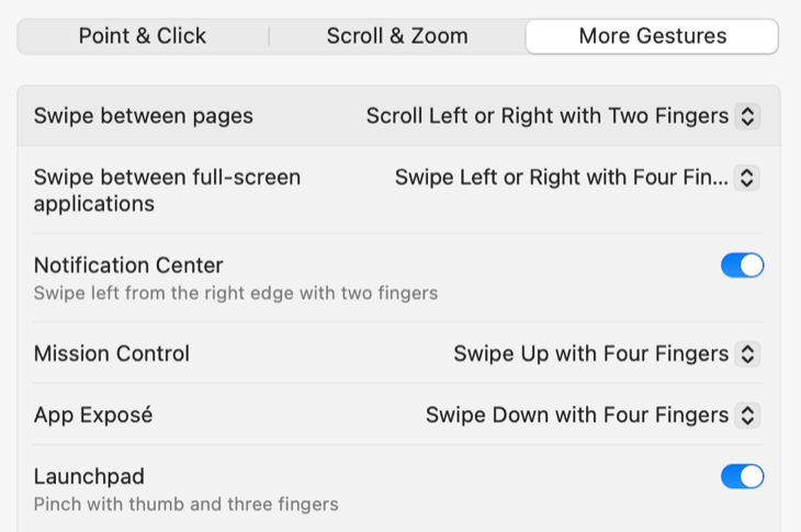Personalize as configurações de gestos do macOS