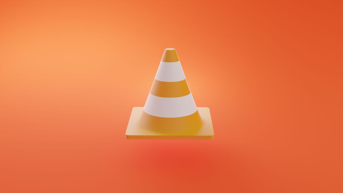 Um cone de trânsito semelhante ao ícone do reprodutor de mídia VLC.