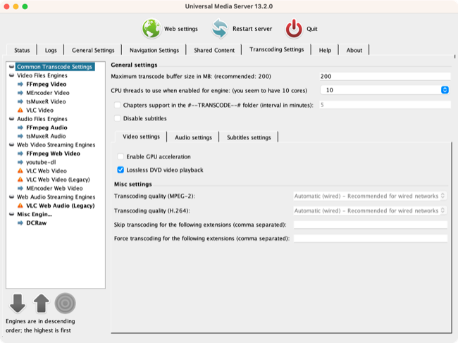 Streamer DLNA/uPnP do Universal Media Server