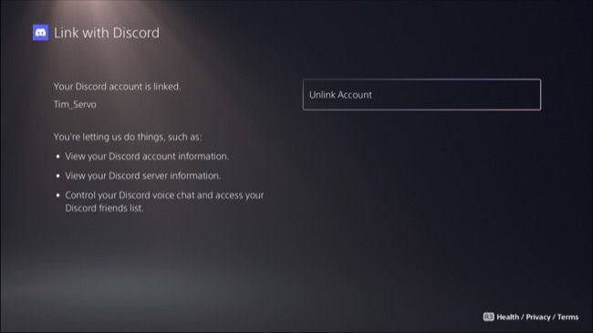 Desvincule o Discord da sua conta da PlayStation Network