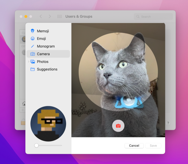 Tire uma foto com sua webcam para o ícone de usuário do Mac