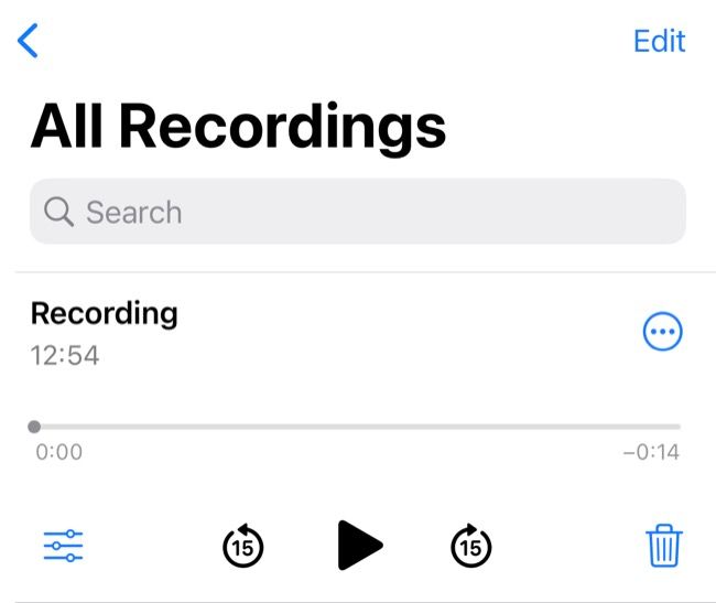 Gravações no aplicativo Voice Memos para iPhone