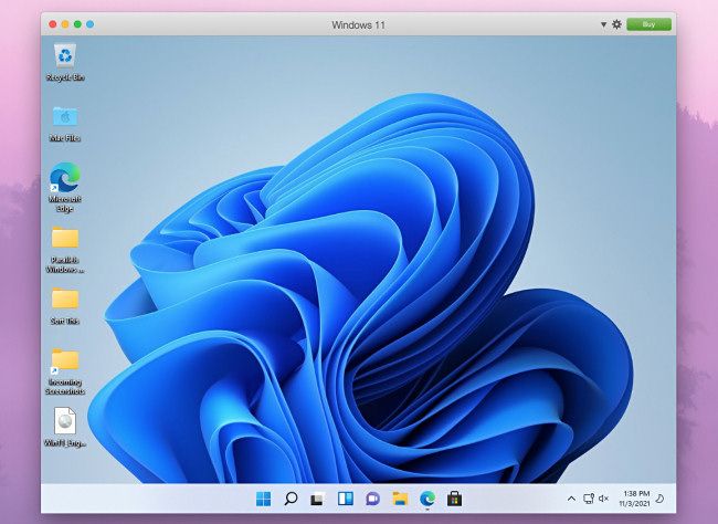 Uma área de trabalho do Windows 11 vista no Parallels no Mac.