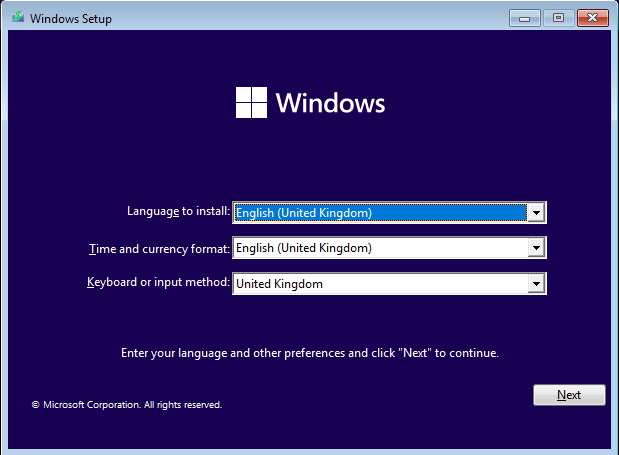escolhendo o idioma na configuração do Windows