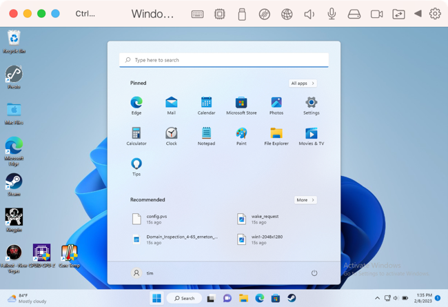 Windows 11 em ARM rodando no Parallels Desktop