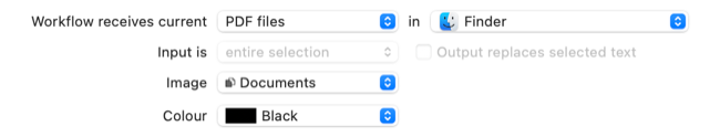 O fluxo de trabalho do Automator recebe arquivos PDF no Finder
