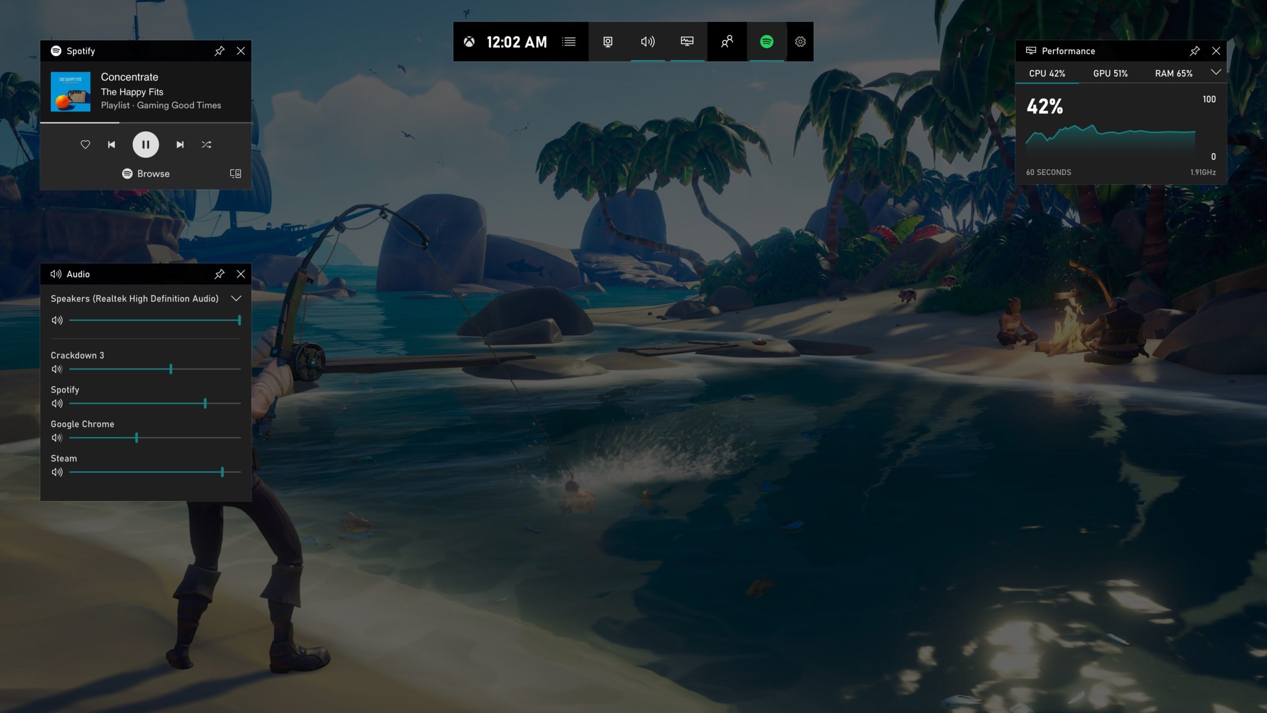 Captura de tela da barra de jogos Xbox