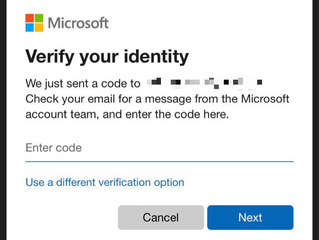 Aplicativo Xbox insere código de verificação