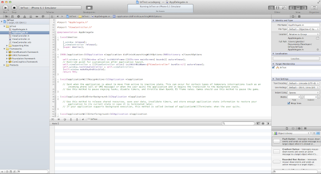 Interface principal do Xcode