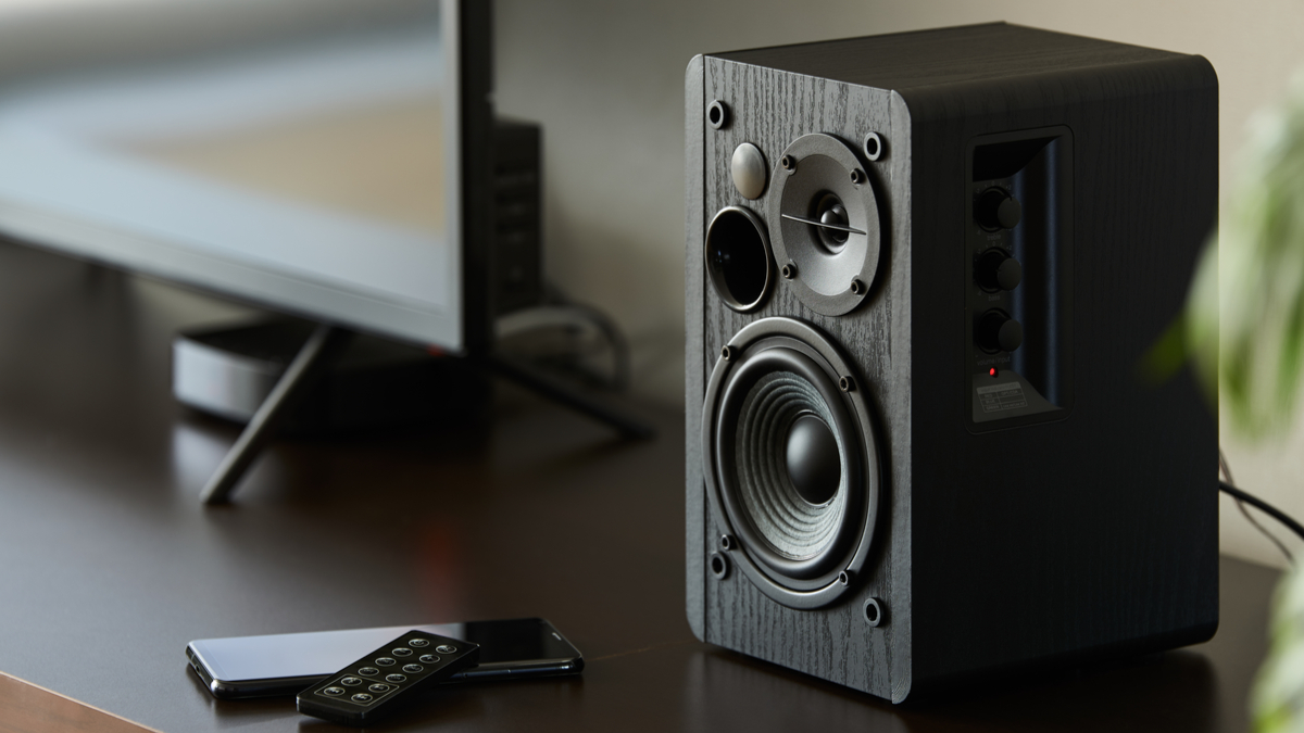 Speaker on entertainment center